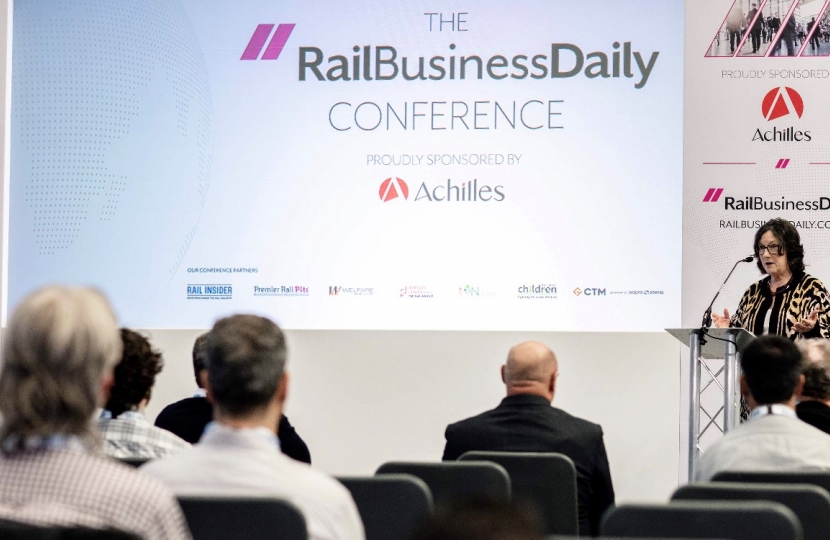 Pauline Latham OBE MP speaking at Rail Forum Derby