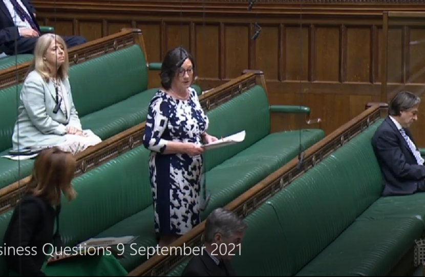 Pauline Latham OBE MP asking a question in the House of Commons