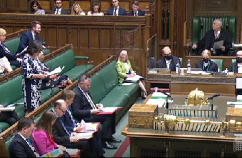 Pauline Latham OBE MP asking a question in the House of Commons