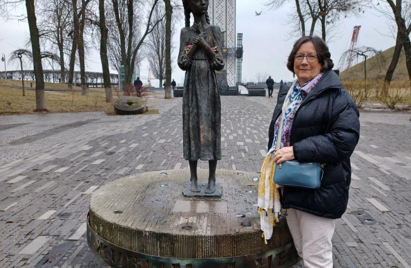 Pauline at Holodomor memorial in Kyiv