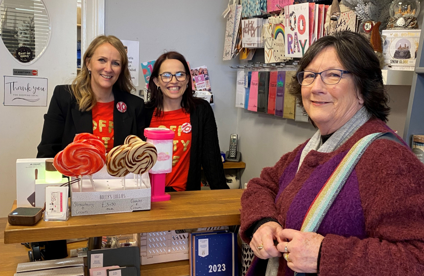 Pauline Latham OBE MP visiting A Little Mooch in Allestree