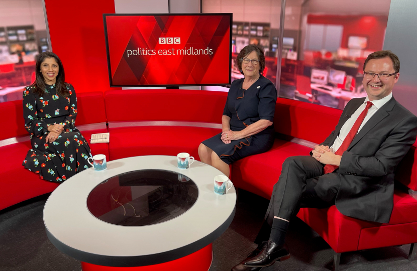 Pauline on set of BBC Politics East Midlands