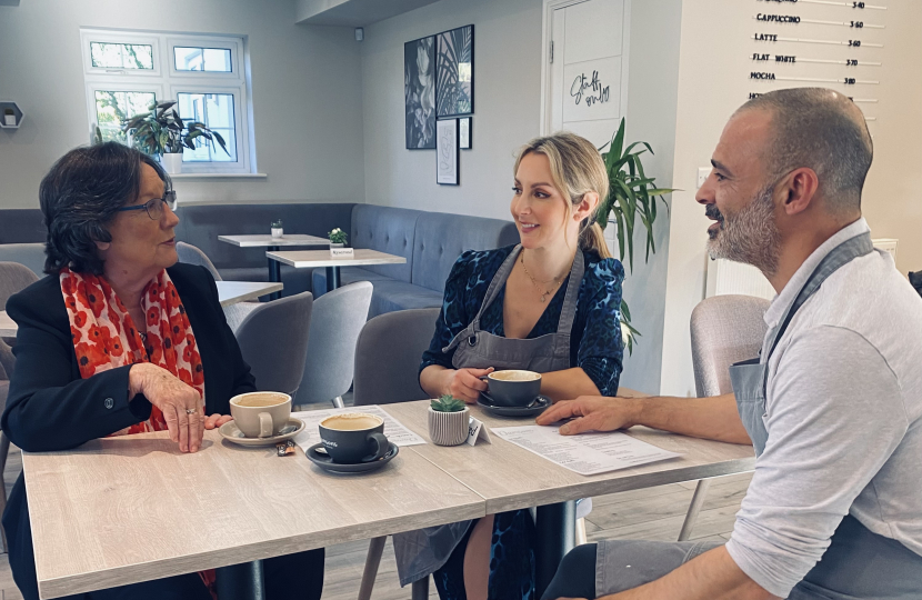 Pauline and Mr and Mrs Calerone in Damsons Coffee House