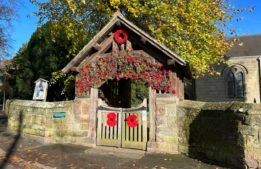 Little Eaton church decorated with poppies