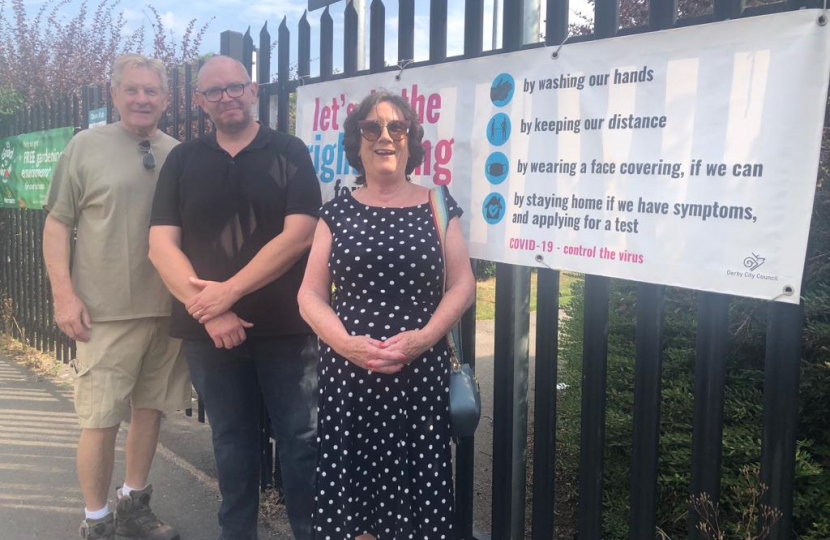 Outside Portway School examining the potential crossing point. 