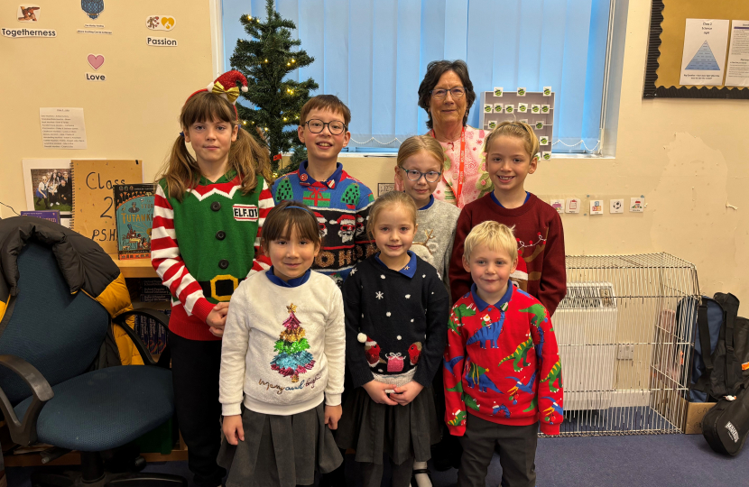 Pauline with pupils from Morley Primary School