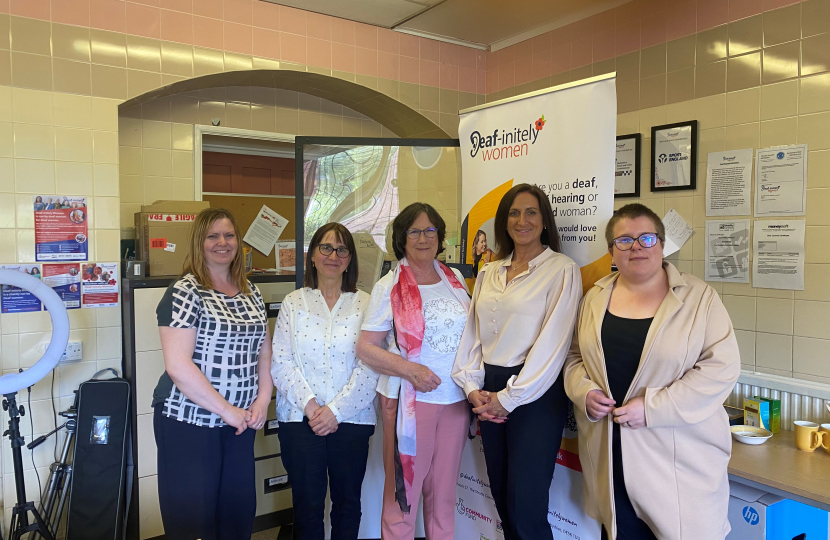 Pauline Latham OBE MP visiting Deaf-initely Women's HQ