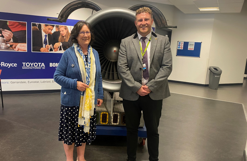 Pauline Latham OBE MP at visit to UTC Derby