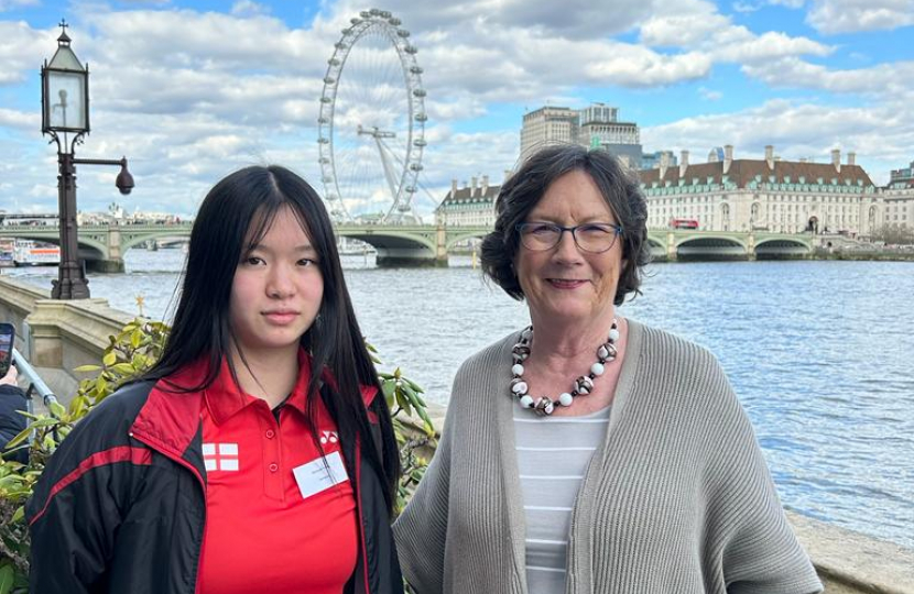 Pauline Latham OBE with constituent Abigail