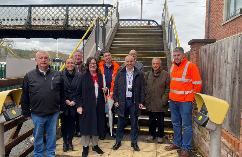 Pauline pictured with with reps from EMR, Network Rail, Derbyshire County Council, the Chair of Duffield Parish Council