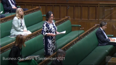 Pauline Latham OBE MP asking a question in the House of Commons