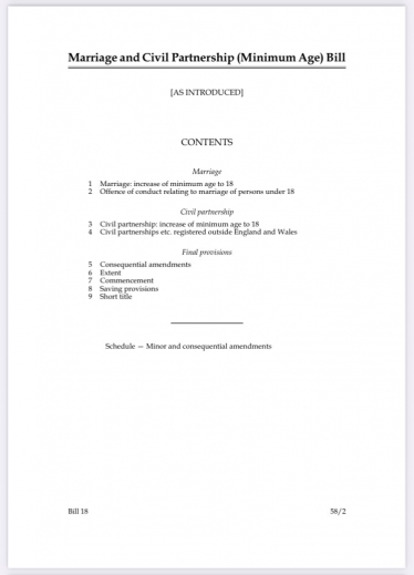 Marriage and Civil Partnerships (Minimum Age) Bill