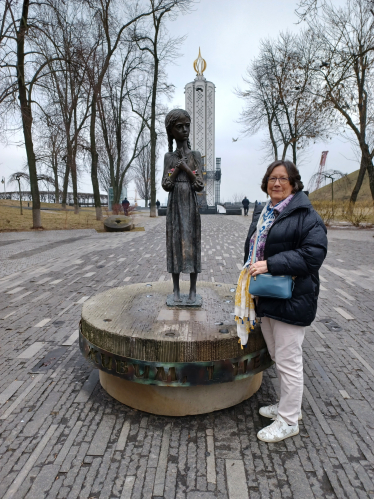 Pauline at Holodomor memorial in Kyiv