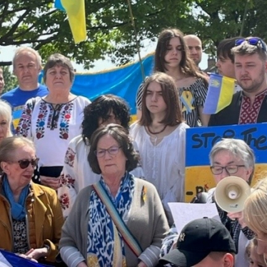 Pauline Latham OBE MP attending Ukrainian rally