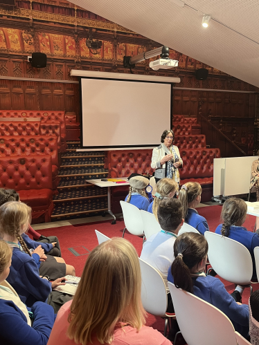 Pauline speaking to Morley Primary School children