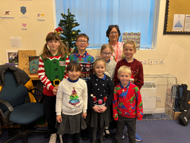 Pauline with pupils from Morley Primary School