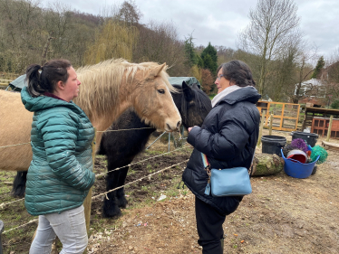 Pauline visiting Helping Hooves