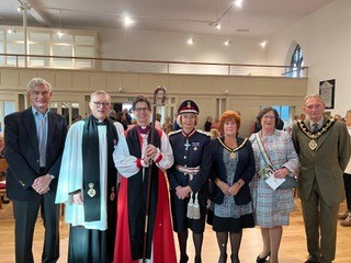 Pauline Latham OBE attending reopening service of All Saints Church Ockbrook